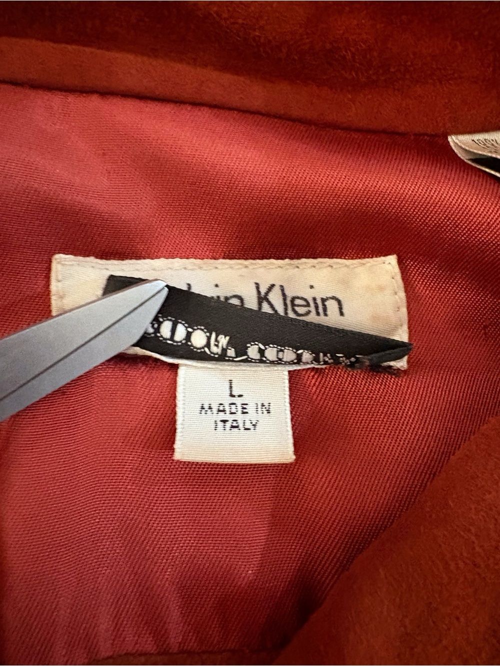 Vintage Calvin Klein Collection Goat Suede Shirt Burnt Orange Men L Italy Luxe - Picture 5 of 9